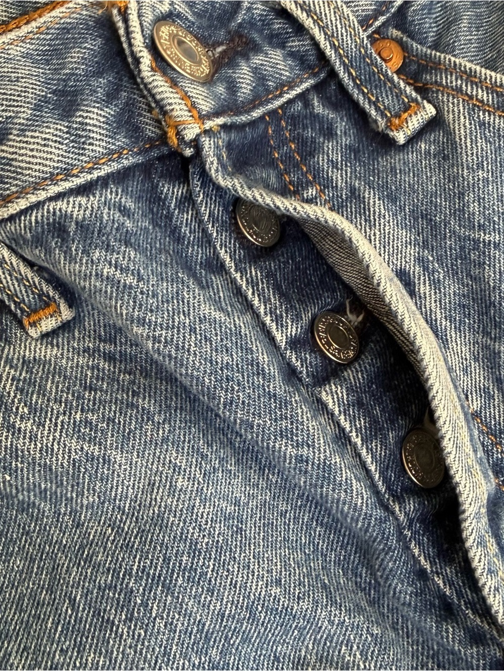 Levi’s Premium 501 Distressed Straight Leg Button Fly Medium Wash Blue Jeans 27 - Picture 6 of 8